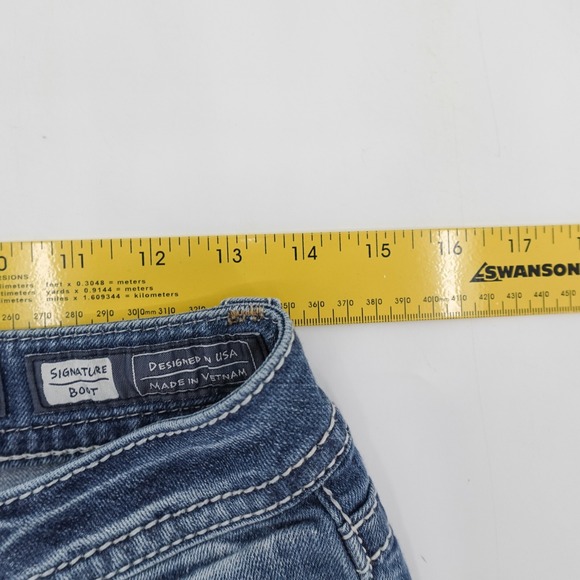 Miss me jeans Womens 27 Signature Boot Embroidered Studded Flare Low JP7697B4 - Picture 14 of 16